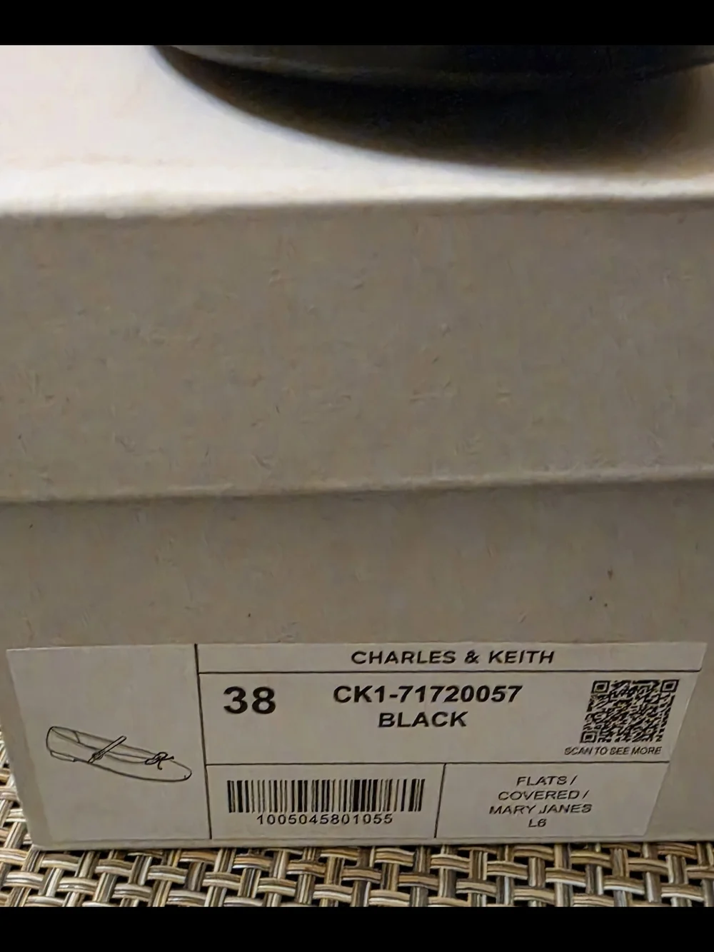 Charles & Keith Black Mary Jane Ballet Flats with Ankle Strap
